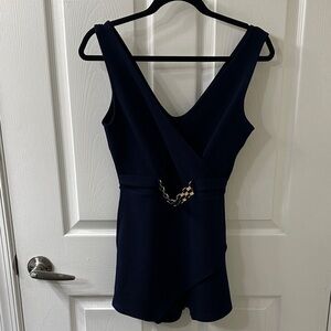 UK2LA Navy Romper with Gold Chain Detail